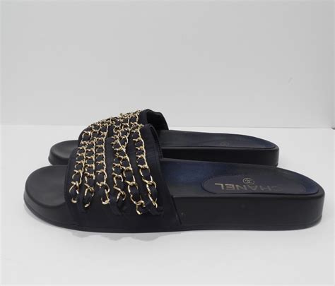 chanel inspired chain slides
